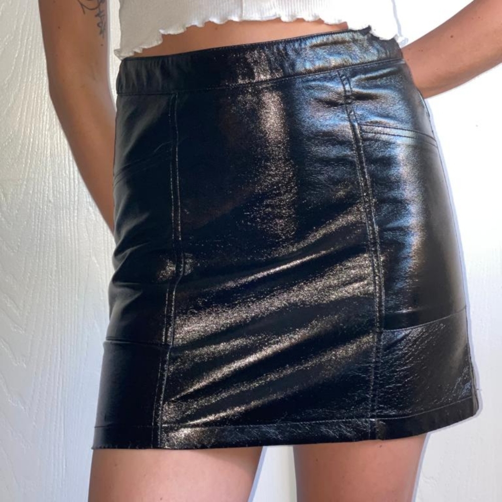Black leather skirt